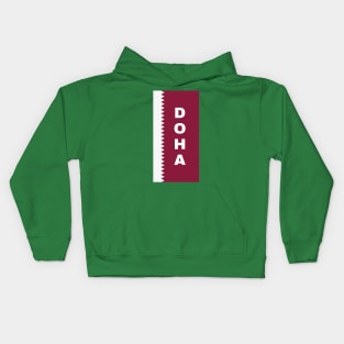 Doha City in Qatar Flag Vertical Kids Hoodie